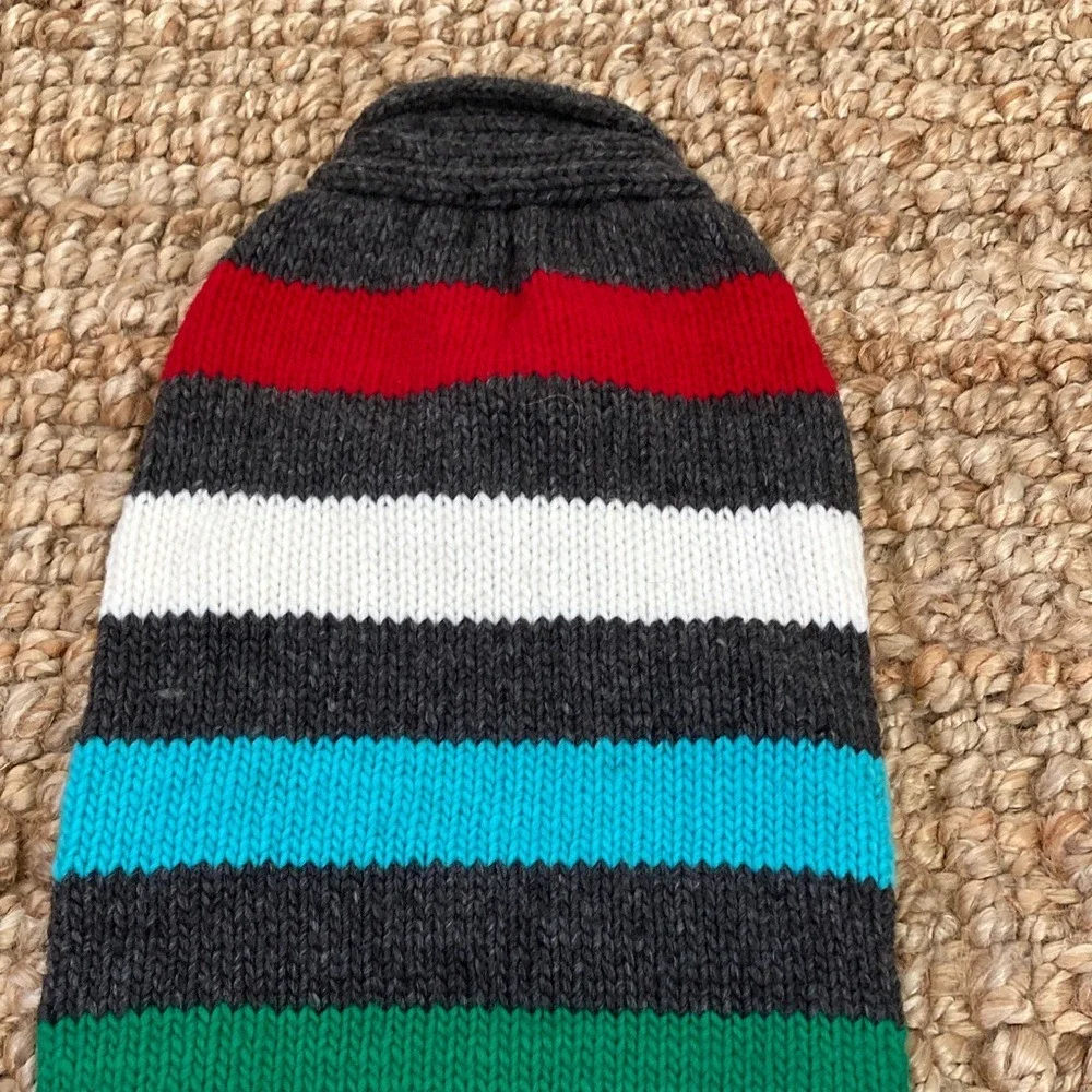 Chilly Dog Hand Knit‎ Wool Dog Sweater Colorful Stripes Pullover Medium NWT